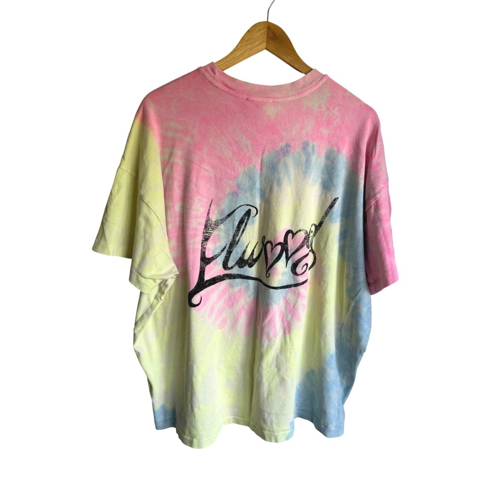 Elwood Mens Pastel Spiral Tie Dye Blessed Graphic T-Shirt Pink Blue Yellow L